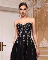Strapless Crystal Bustier A Line Dress Black Strapless Crystal Bustier A Line Dress Black
