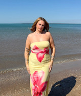 Strapless Floral Maxi Dress Yellow Strapless Floral Maxi Dress Yellow