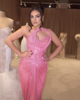 Strapless Sparkly Structured Maxi Dress Pink