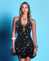 Halter Embellished Floral Hem Dress Black Halter Embellished Floral Hem Dress Black