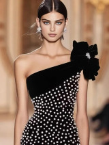 Floral One Shoulder Pearl Sequin Maxi Dress Black Floral One Shoulder Pearl Sequin Maxi Dress Black