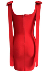 Crystal Bow Detail Dress Red