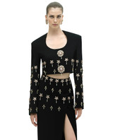 Long Sleeve Crystal Two Piece Maxi Dress Black Long Sleeve Crystal Two Piece Maxi Dress Black