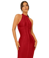 Halter Structured Midi Dress Burgundy Halter Structured Midi Dress Burgundy