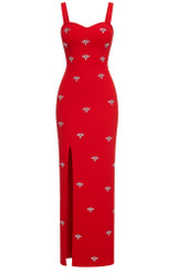 Crystal Detail Maxi Dress Red