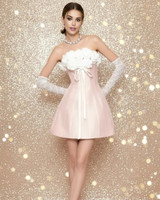 Strapless Floral Corset A Line Dress Pink White