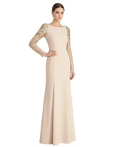 Embellished Long Sleeve Maxi Dress Nude