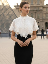 Crochet Detail Midi Dress Black White