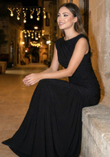 Draped A Line Maxi Dress Black