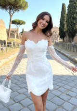 Strapless Pearl Bustier Dress White