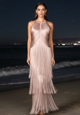 Halter Tassel Maxi Dress Nude Pink