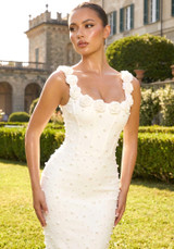 Floral Detail Pearl Maxi Dress White