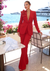 Floral Detail Suit Red