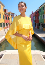 Cape Strapless Maxi Dress Yellow