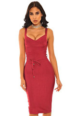 Tie Detail Bandage Dress Burgundy