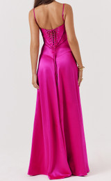 Corset A Line Maxi Dress Hot Pink