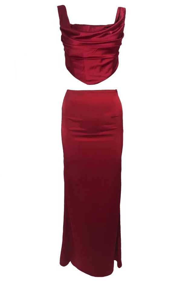 CORSET MAXI DRESS IN BROWN