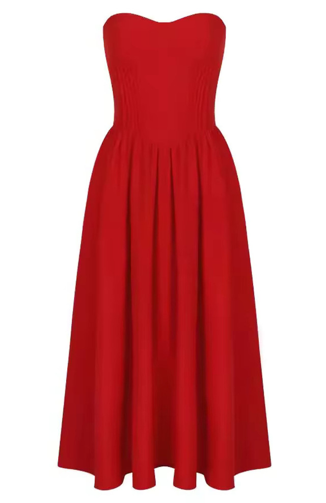 Geo Bustier Strappy Back Dress Red - Luxe Silk Dresses and Luxe Party ...