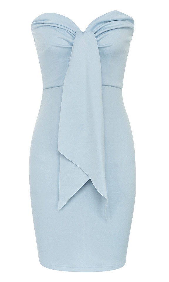 Strapless Draped Dress Blue