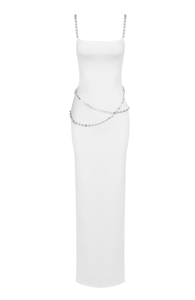 Chain Detail Maxi Dress White