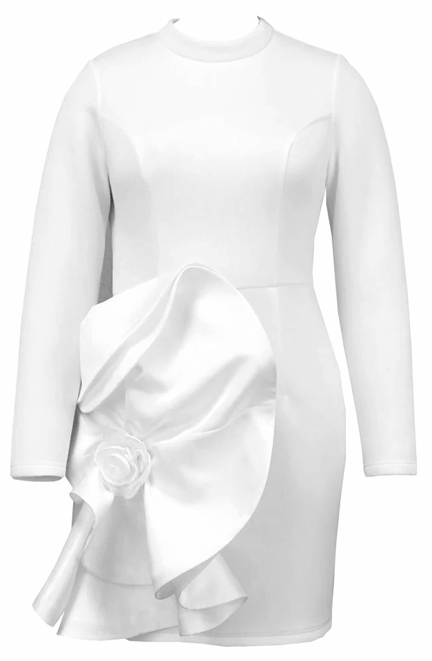 DMITRY Women's Made in Italy White Floral Linen Midi Shift Dress