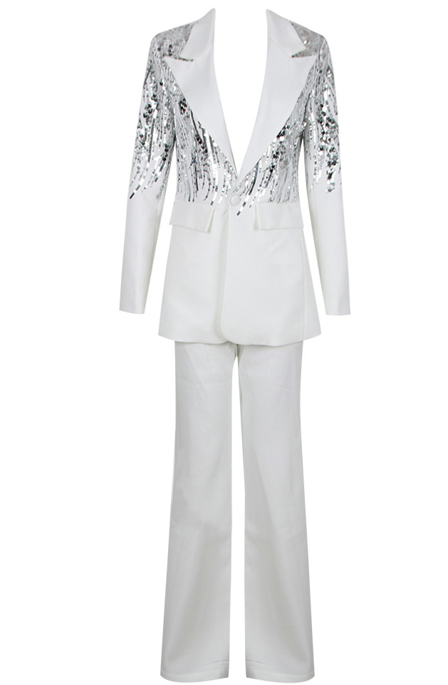 Sequin Suit White
