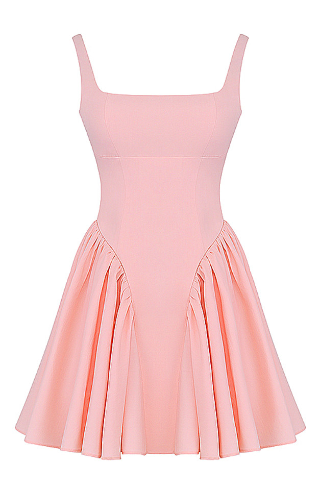 Skater Backless Bow Detail Dress Pink