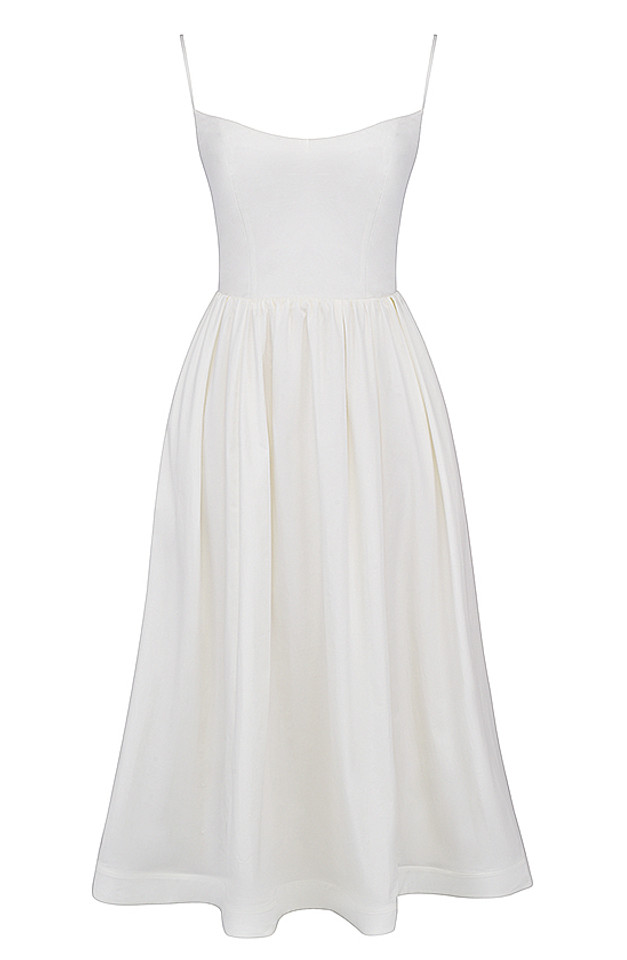 A Line Midi Dress White