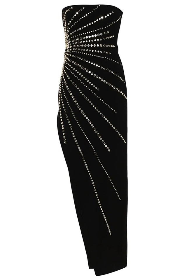 Strapless Embellished Maxi Dress Black