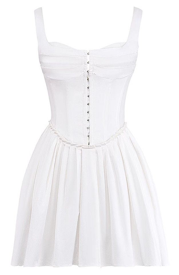 Corset Detail A Line Dress White