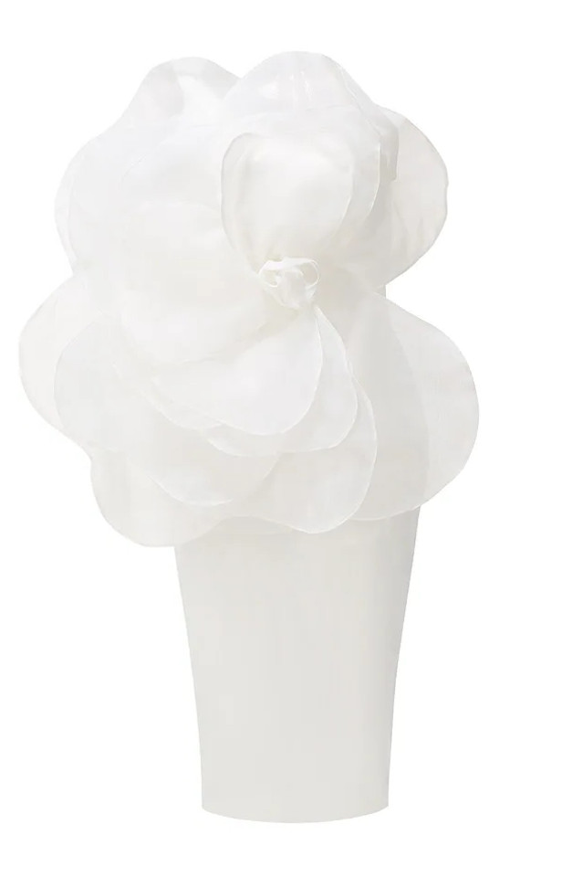 One Shoulder Flower Detail Midi Dress White
