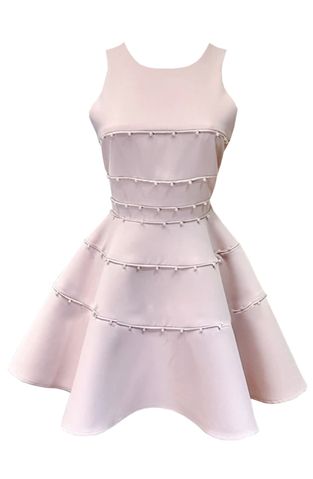 Pearl Detail A Line Dress Pink