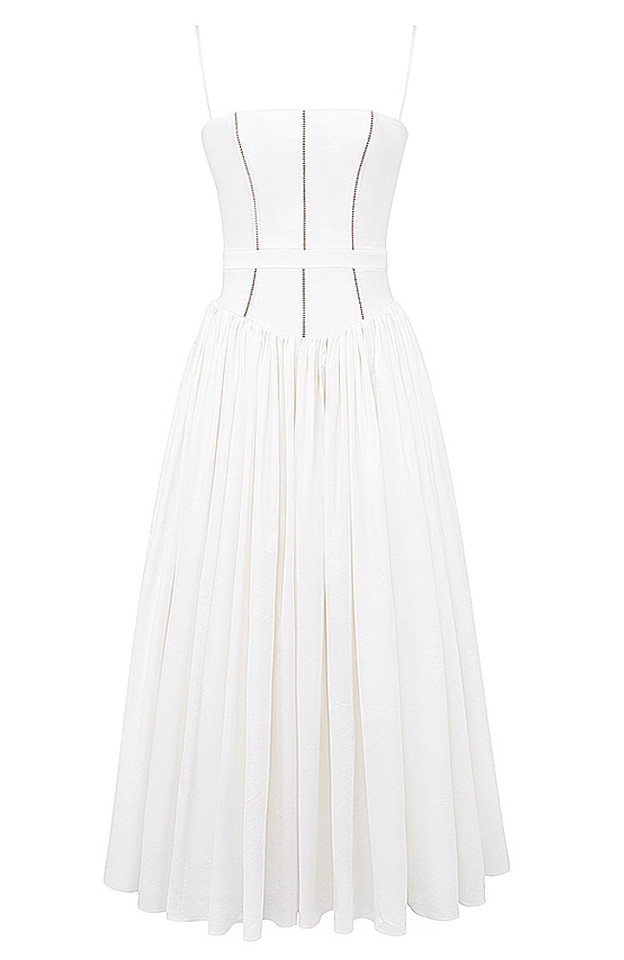 Structured A Line Maxi Dress White Structured A Line Maxi Dress White