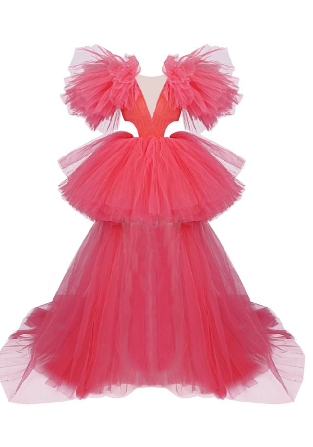 Mesh Two Piece Maxi Dress Hot Pink Mesh Two Piece Maxi Dress Hot Pink