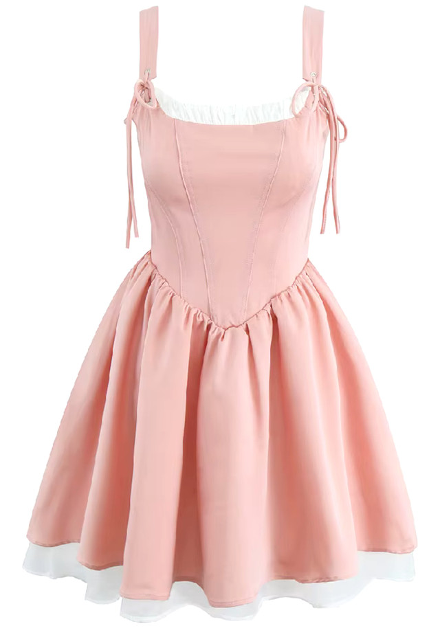 Tie Detail A Line Corset Dress Pink Tie Detail A Line Corset Dress Pink