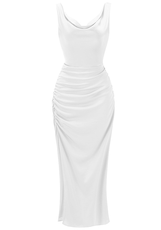 Draped Maxi Dress White Draped Maxi Dress White