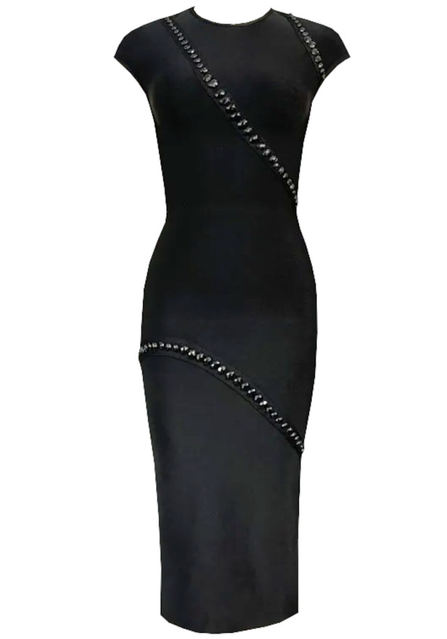 Embellished Midi Dress Black Embellished Midi Dress Black