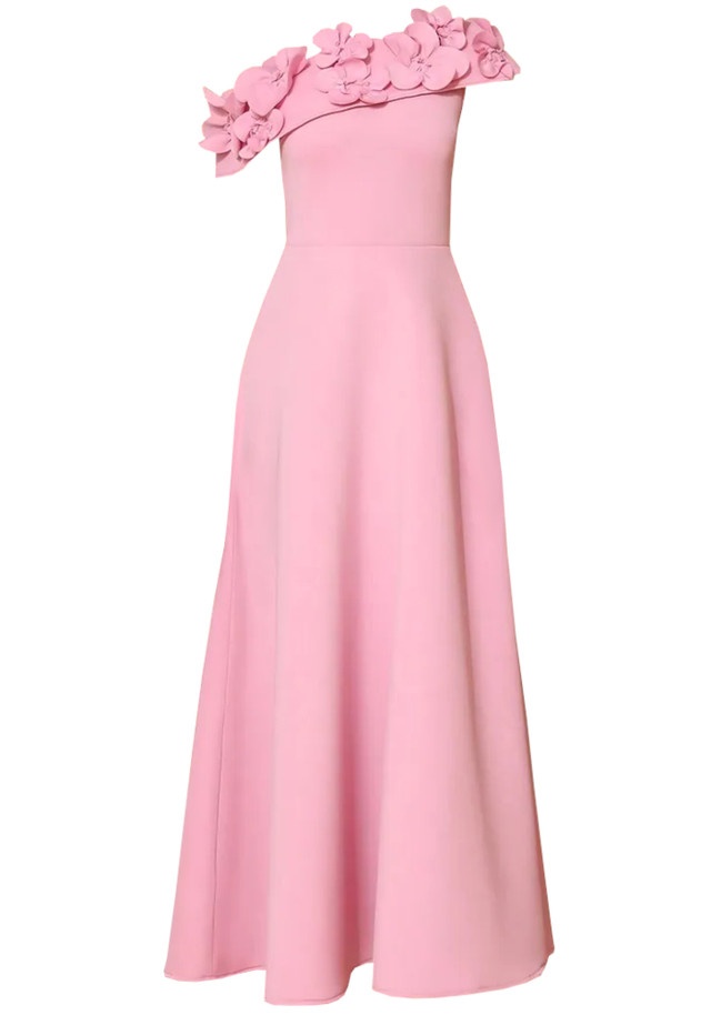 Floral Bardot A Line Maxi Dress Pink