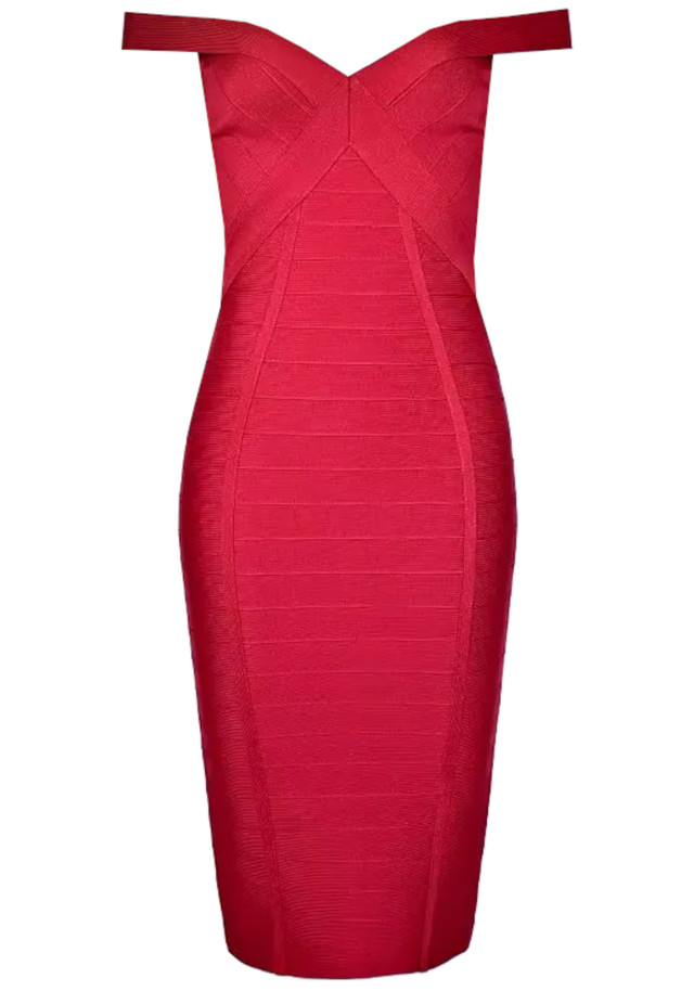 Bardot Midi Dress Red Bardot Midi Dress Red