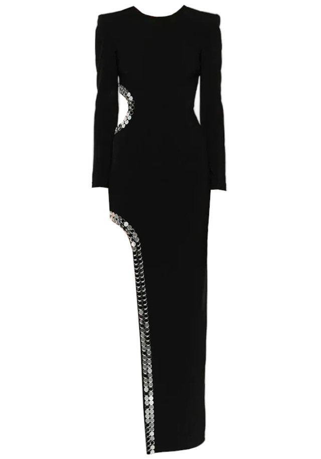 Long Sleeve Mirrored Detail Maxi Dress Black Long Sleeve Mirrored Detail Maxi Dress Black
