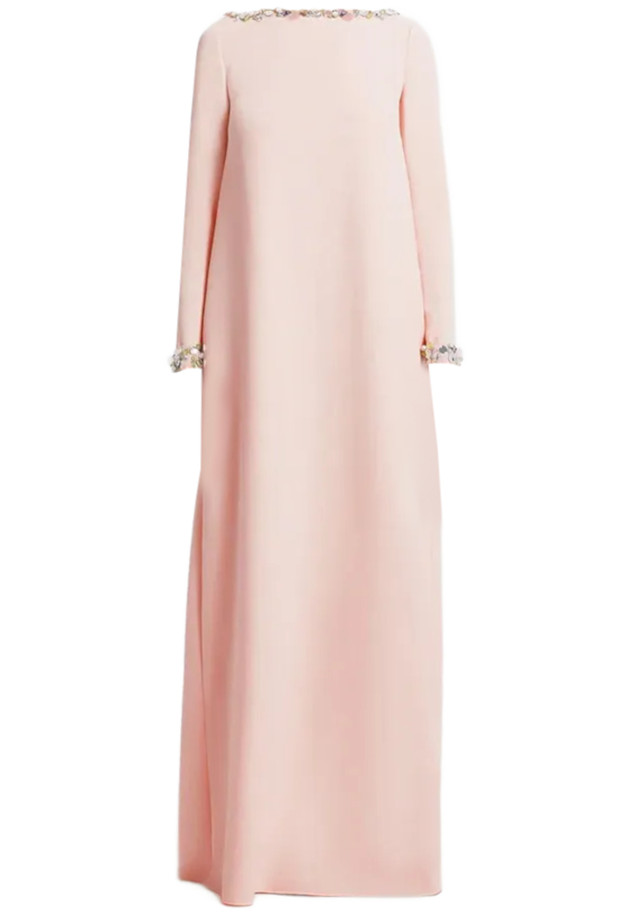 Long Sleeve Crystal Detail Maxi Dress Pink Long Sleeve Crystal Detail Maxi Dress Pink