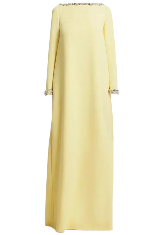 Long Sleeve Crystal Detail Maxi Dress Yellow Long Sleeve Crystal Detail Maxi Dress Yellow