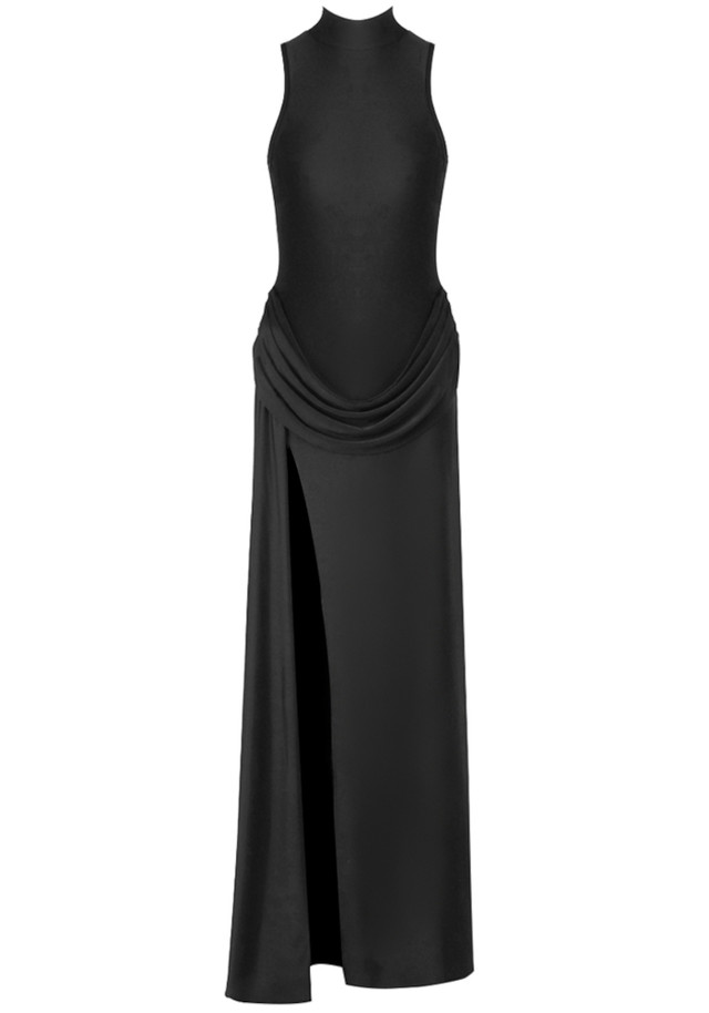 Draped Detail Maxi Dress Black Draped Detail Maxi Dress Black