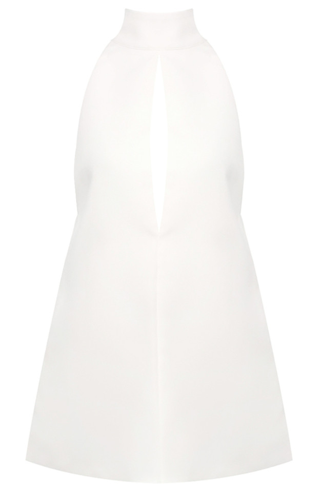 Halter Cut Out Detail A Line Dress White Halter Cut Out Detail A Line Dress White