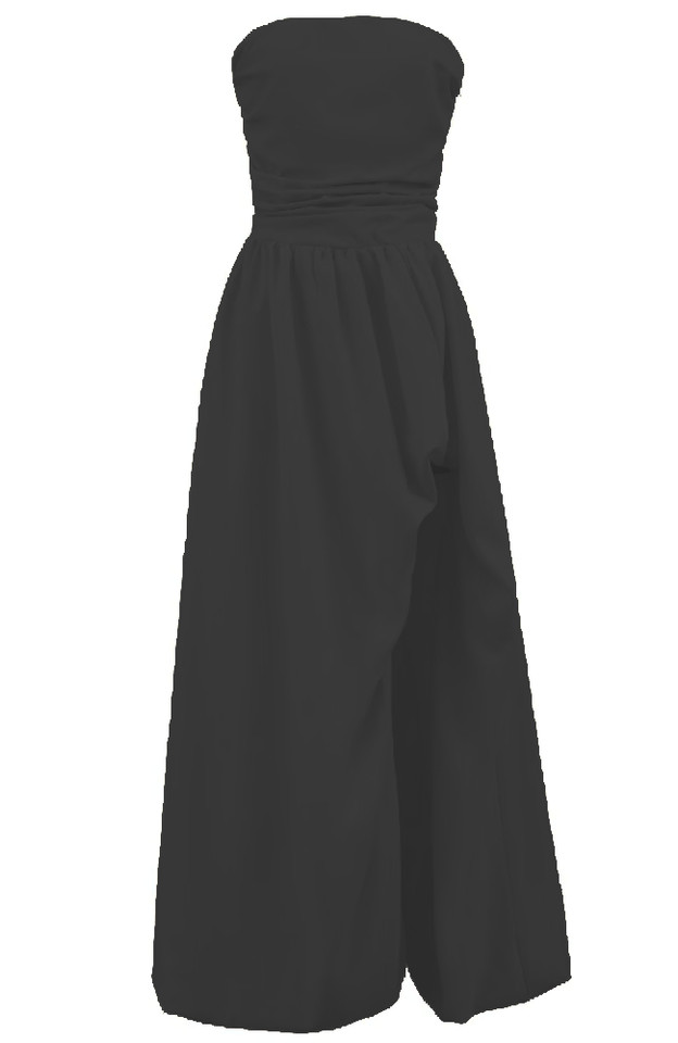Strapless Corset Puff Maxi Dress Black Strapless Corset Puff Maxi Dress Black