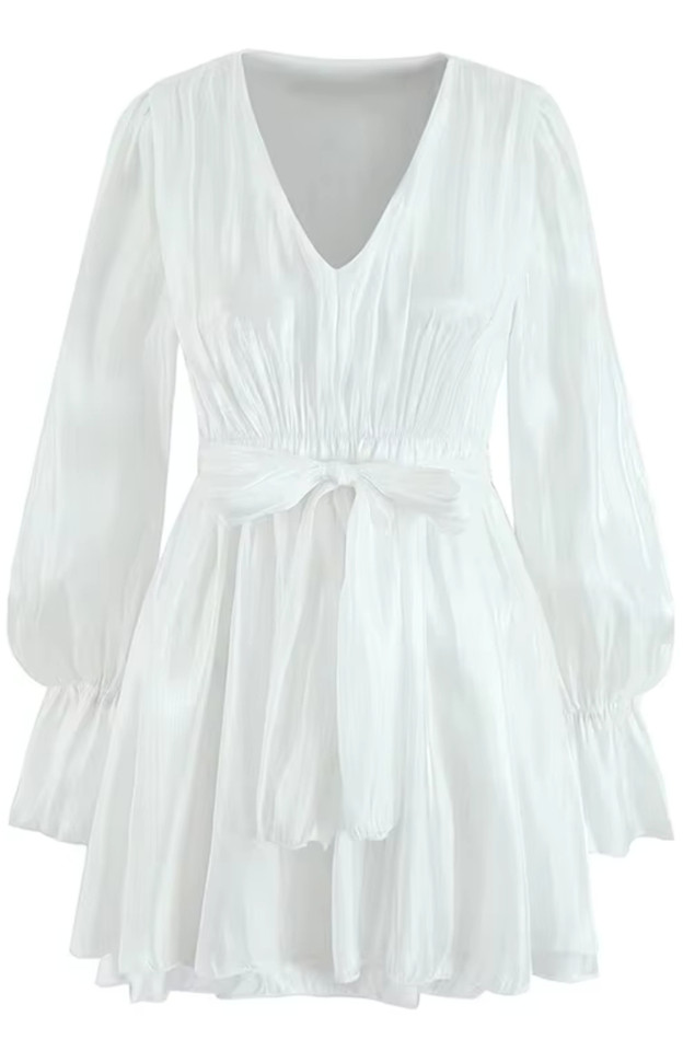 Long Sleeve A Line Dress White Long Sleeve A Line Dress White