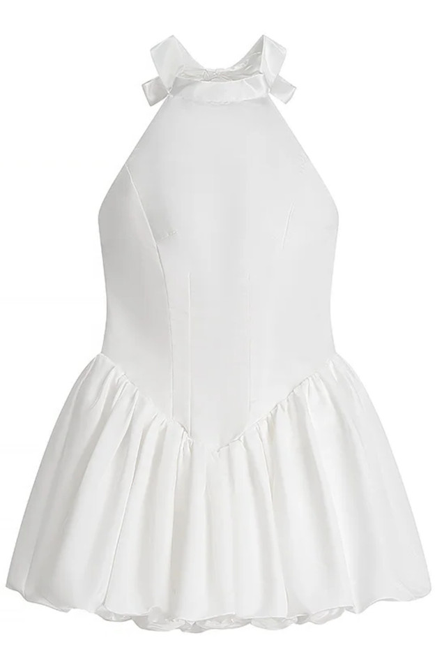 Halter Puff Dress White Halter Puff Dress White