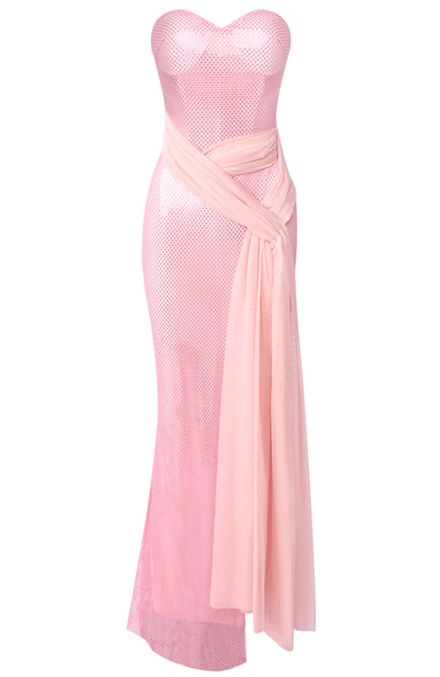 Strapless Sparkly Maxi Dress Pink Strapless Sparkly Maxi Dress Pink