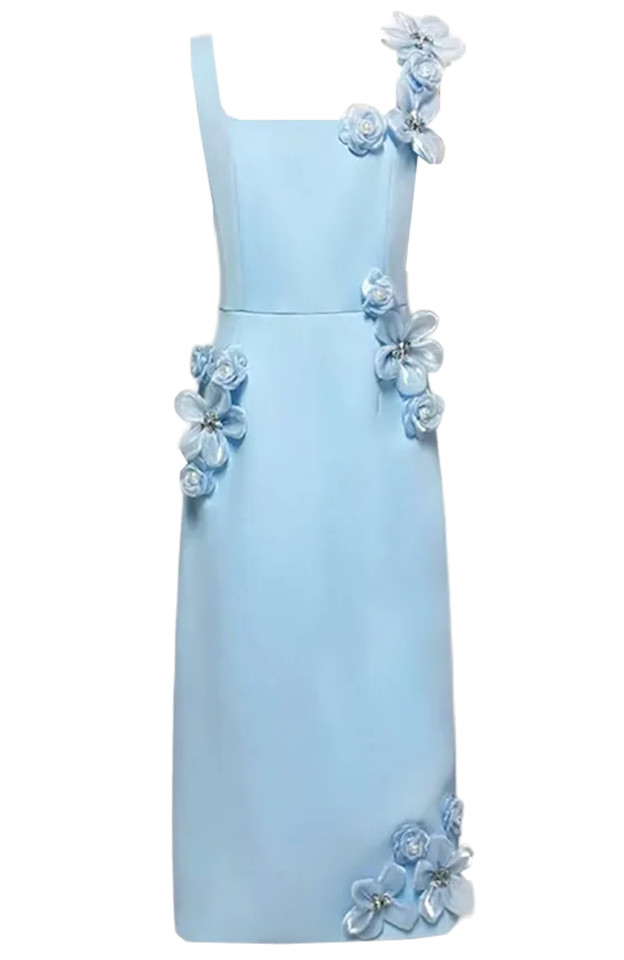 Floral Detail Midi Dress Blue Floral Detail Midi Dress Blue