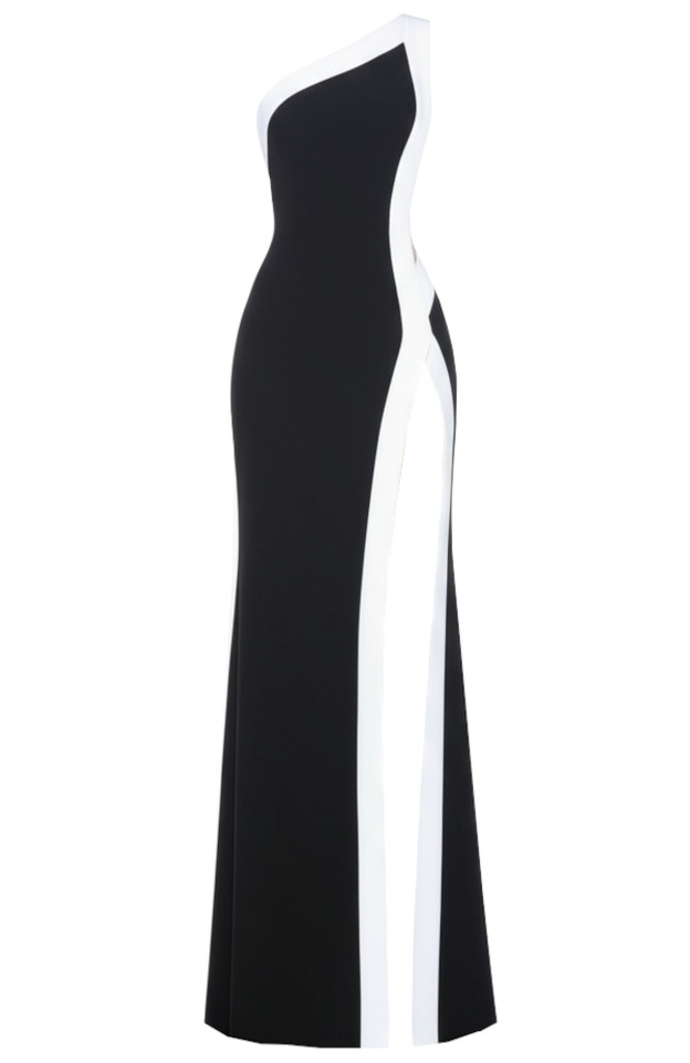 One Shoulder Maxi Dress Black White One Shoulder Maxi Dress Black White